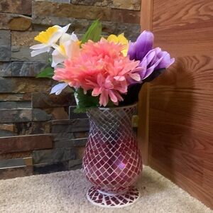 Beautiful Valentine  Pink mosaic vase 1 25